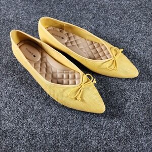Birdies The Starling Pointed Toe Flats Yellow Woven Material Women's Size 8
